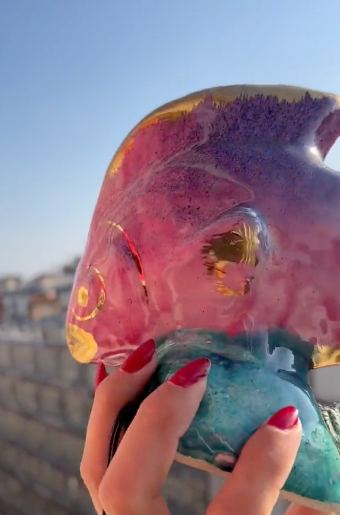 Ceramic fish lamp slip 1950s-60s