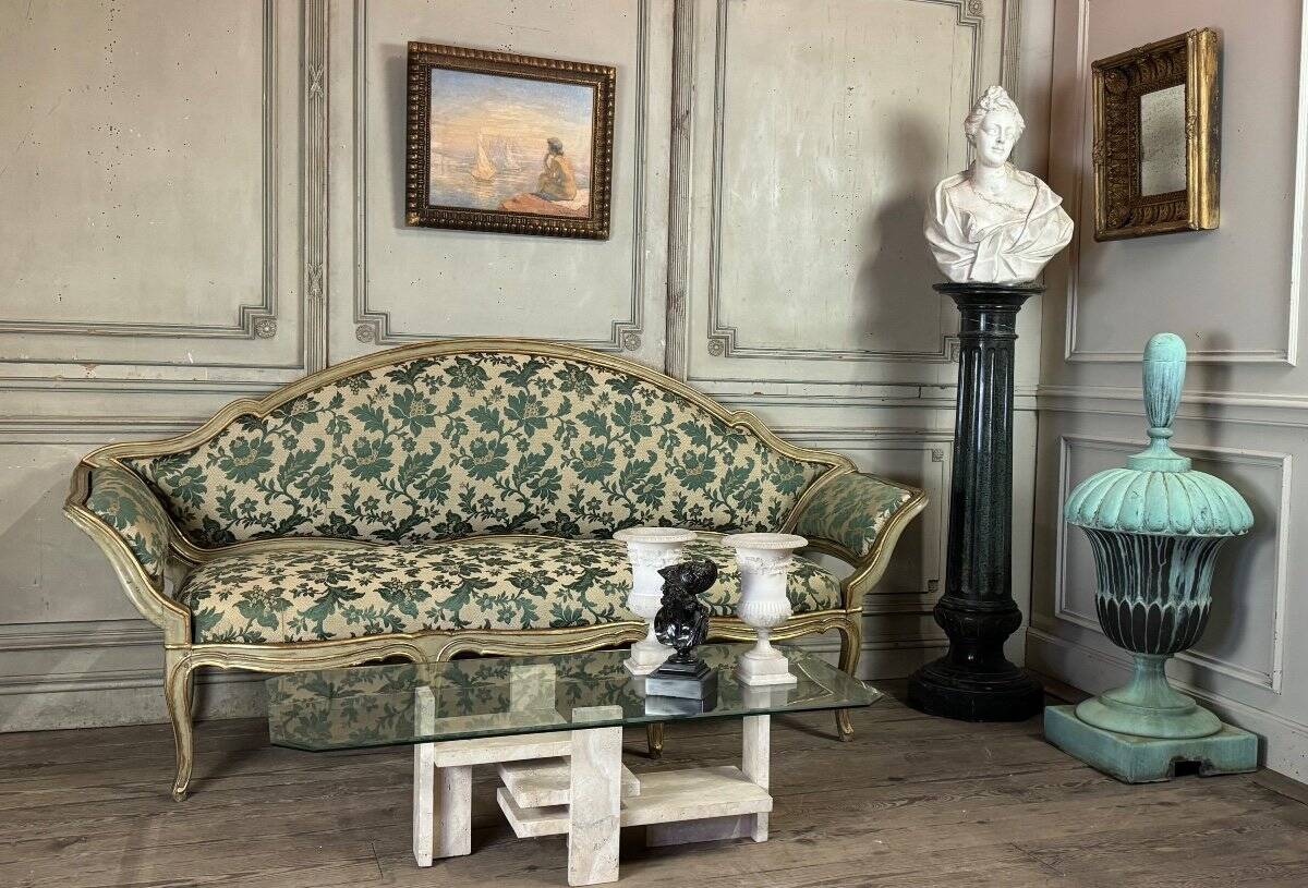 Painted and gilded wooden bench, Venice, 18th century