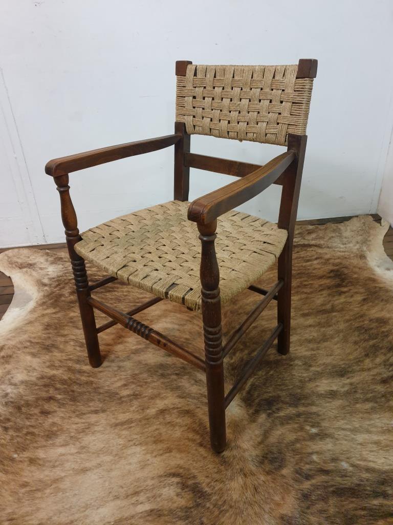 Wood armchair and braided rope