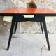 Vintage table with extension cords and orange-red formica drawers feet compass - 1960