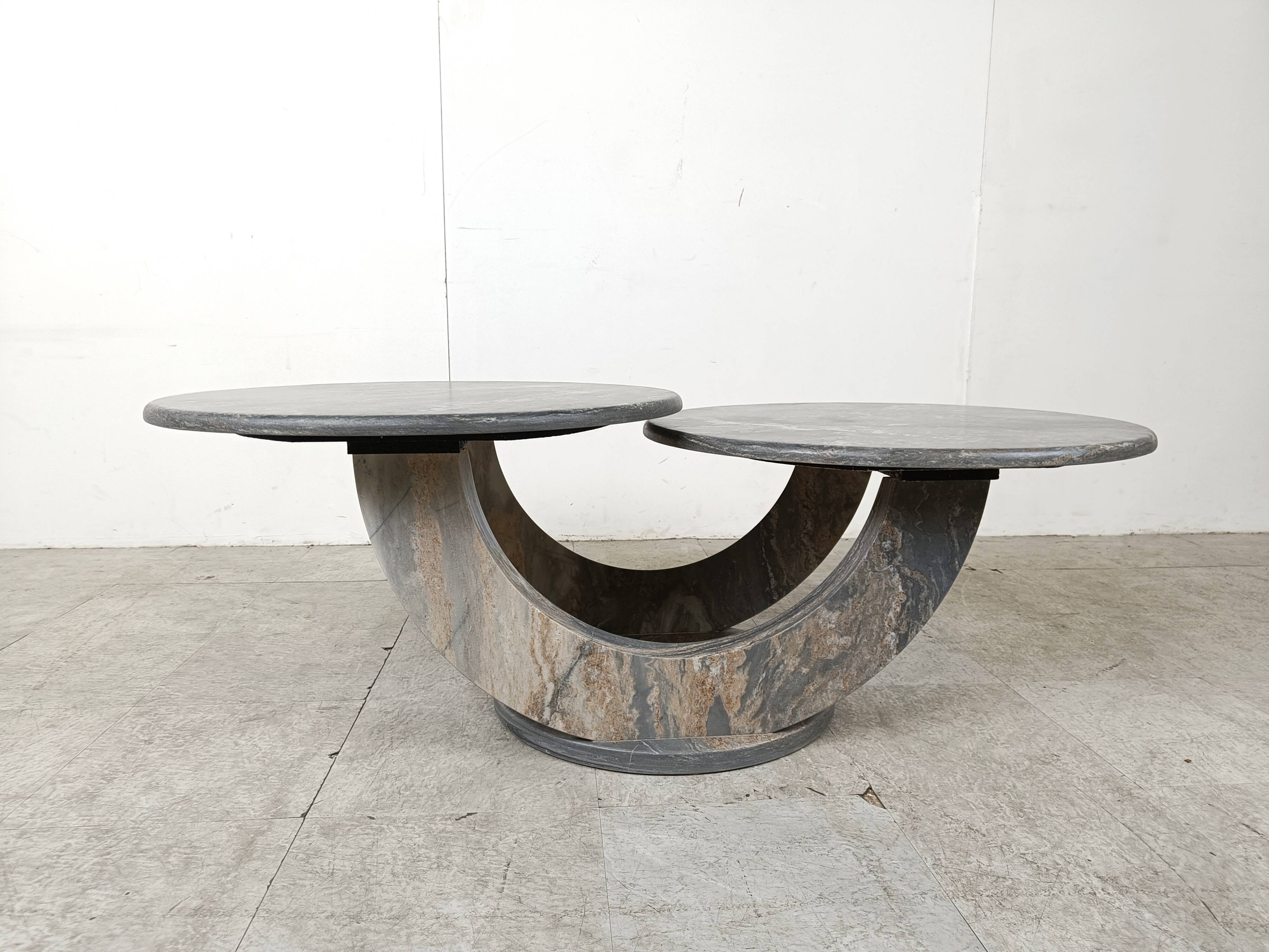 Vintage two tier marble coffee table, 1970s