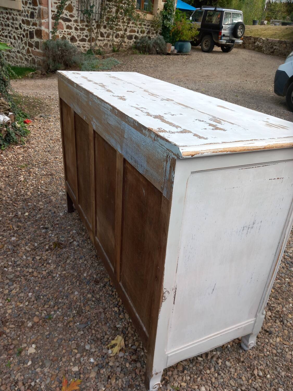 Old low sideboard in solid wood