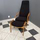 Highback chair with ottoman in black boucle