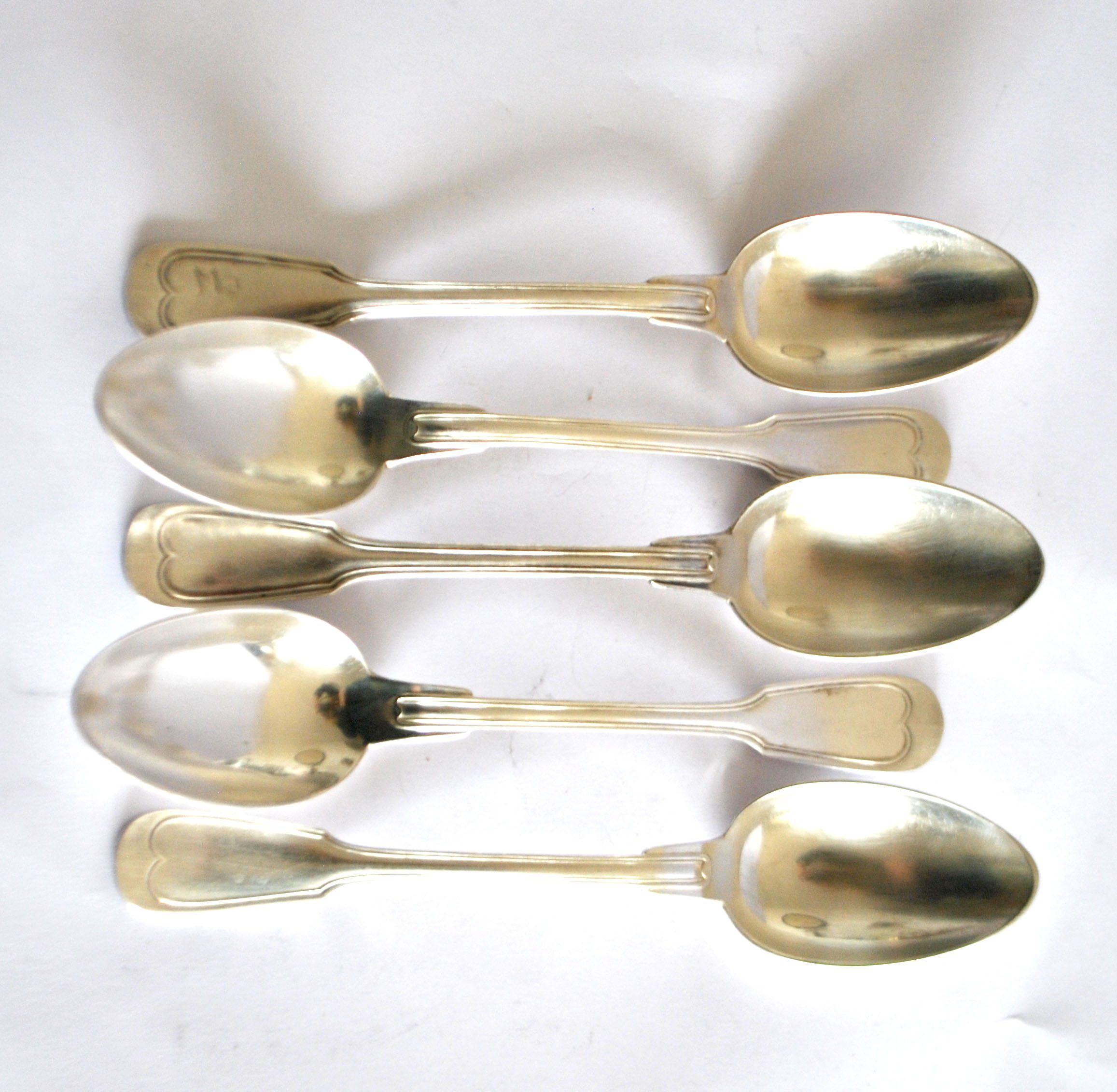 SFAM set of 5 CHINON silver-plated table spoons, antique style, 21cm