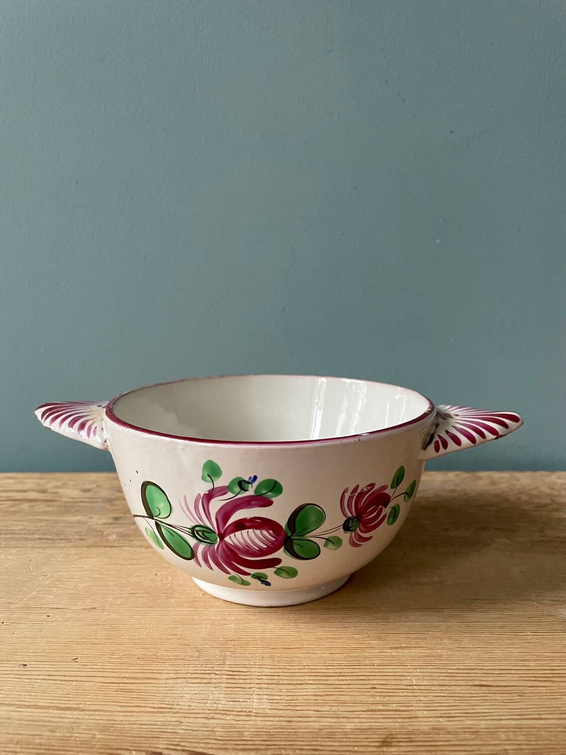 Old 19th century eared bowl, Eastern earthenware