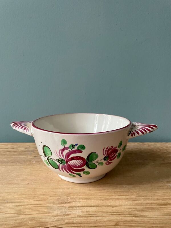 Ancien bol à oreilles XIXème, faïence de l’Est