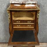 Secretary of Lady curved Louis XV style in precious wood marquetry circa 1850