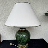 Ceramic Table Lamp with White Shade and Green Marble Effect Base