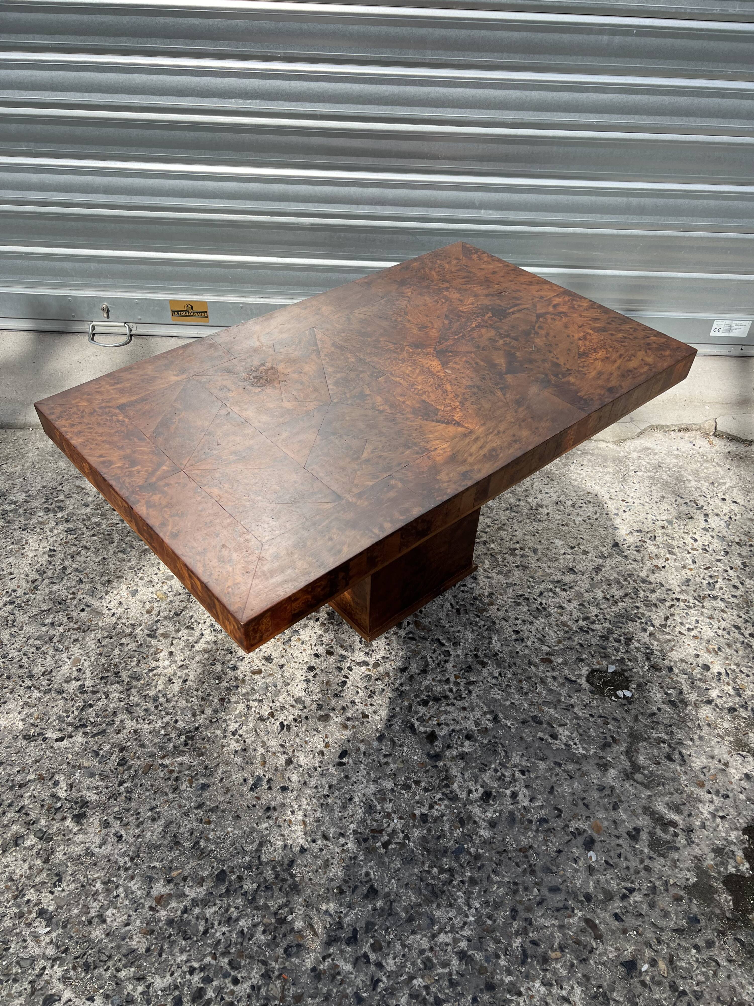 Vintage burl wood coffee table - 1970s