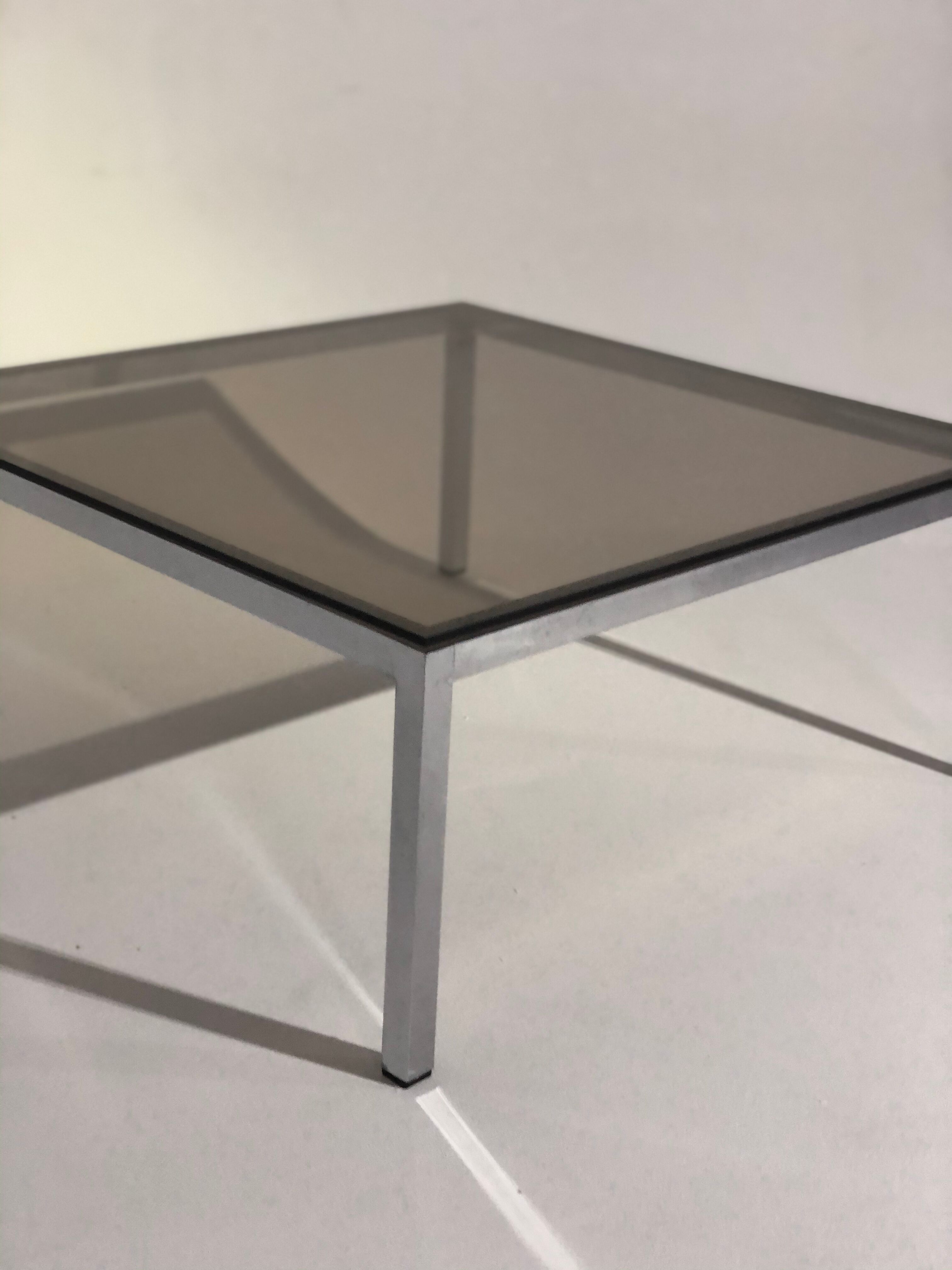 Coffee table year 70 glass and metal