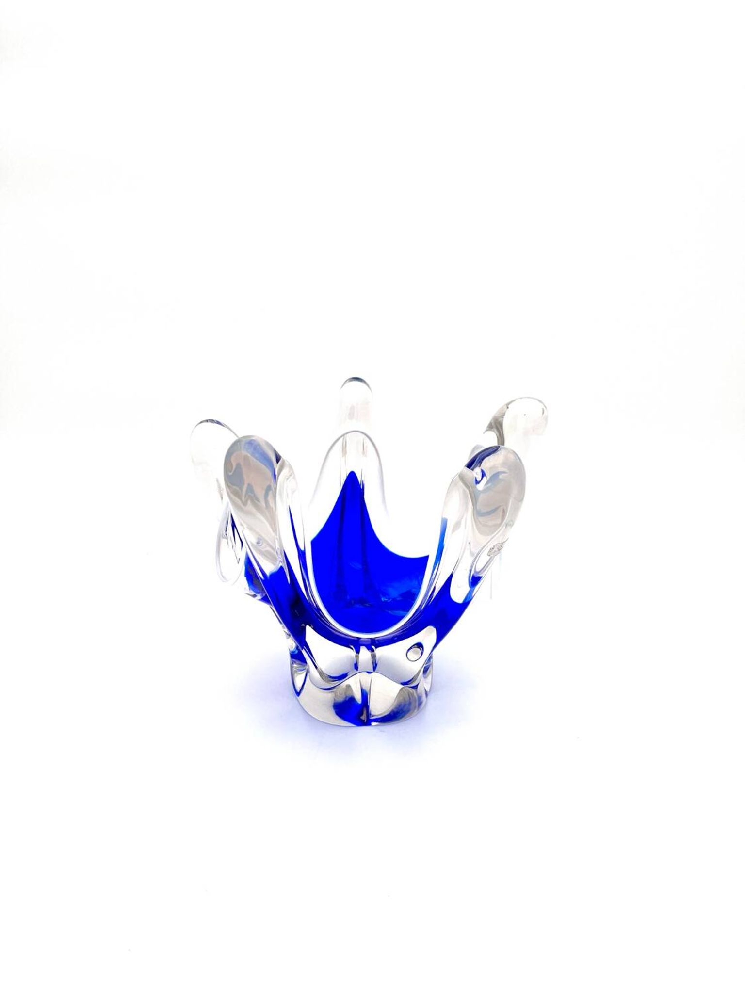 Cup Hospodka Chřibská Cristal Bohême Bleu Cobalt and Opaline Circa 60