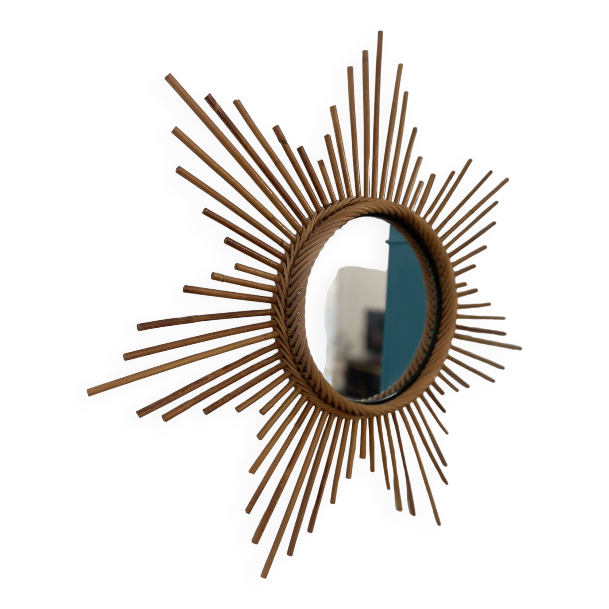 Vintage rattan sun mirror