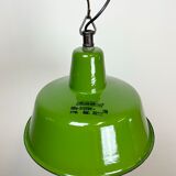 Suspension d’usine industrielle en émail vert de Zaos, années 1960