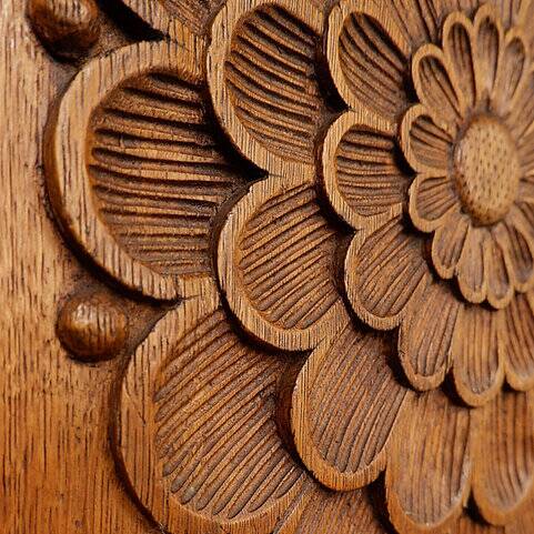 Antique small Linen in carved oak