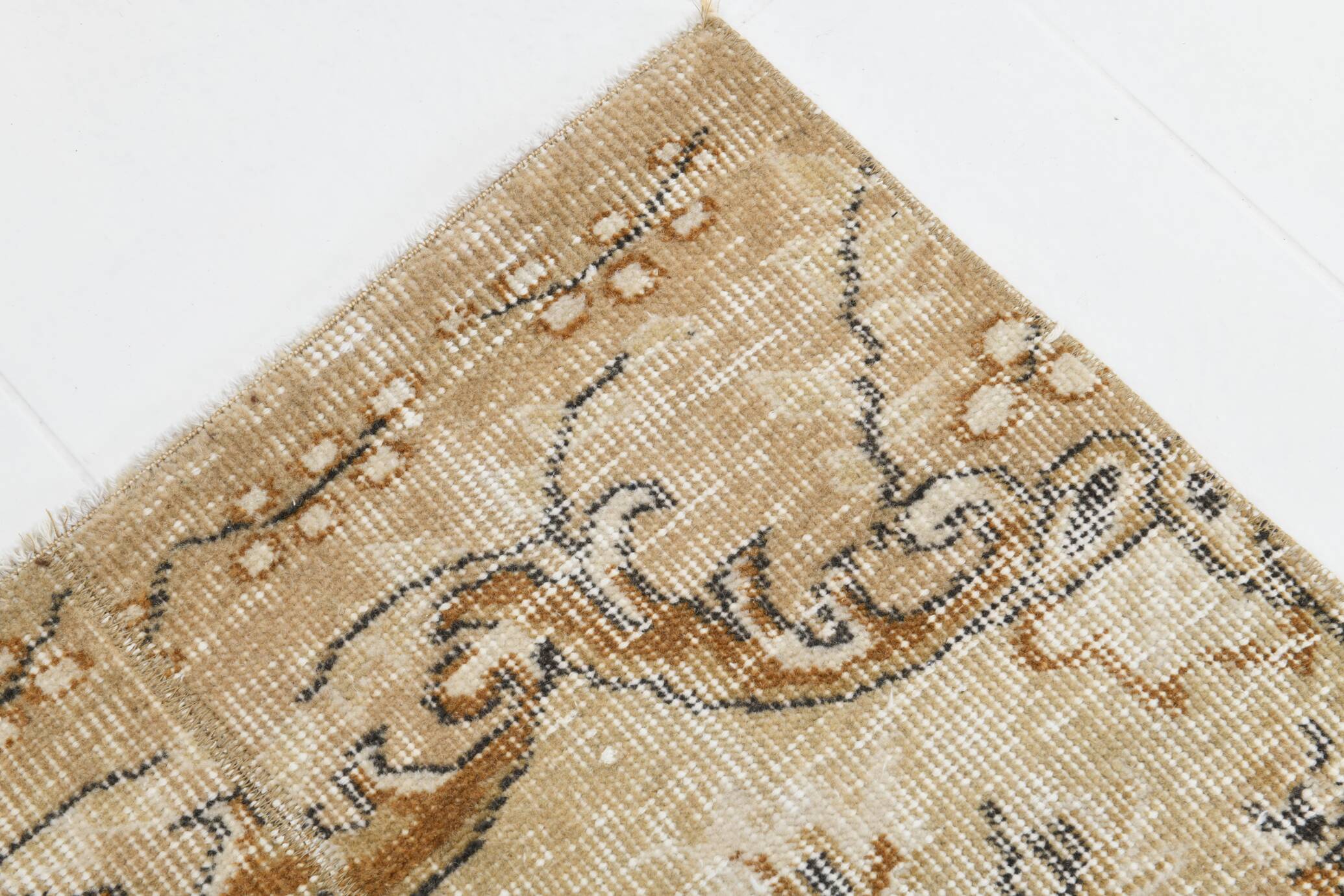 2x10 Beige Brown Floral Turkish Runner Rug, 73x302Cm SK 7009