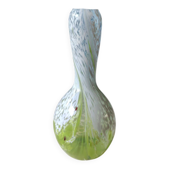 Ball vase/Blown glass. Smoked scroll patterns. Murano style. Height 30 cm