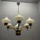 1950s Brass & Opaline Glass Six-Light Chandelier