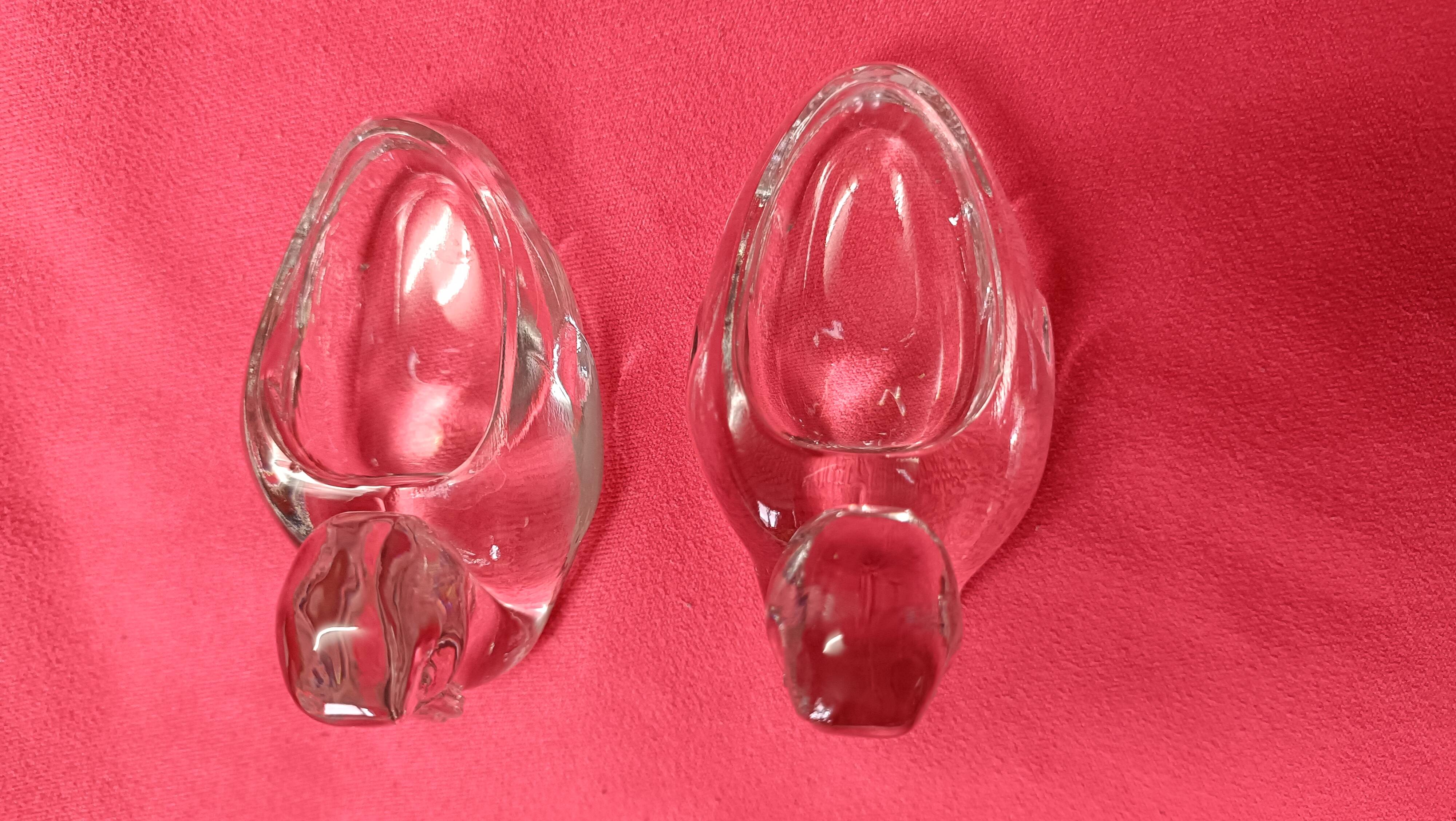 box of a pair of Baccarat crystal salerons with its 2 small golden spoons