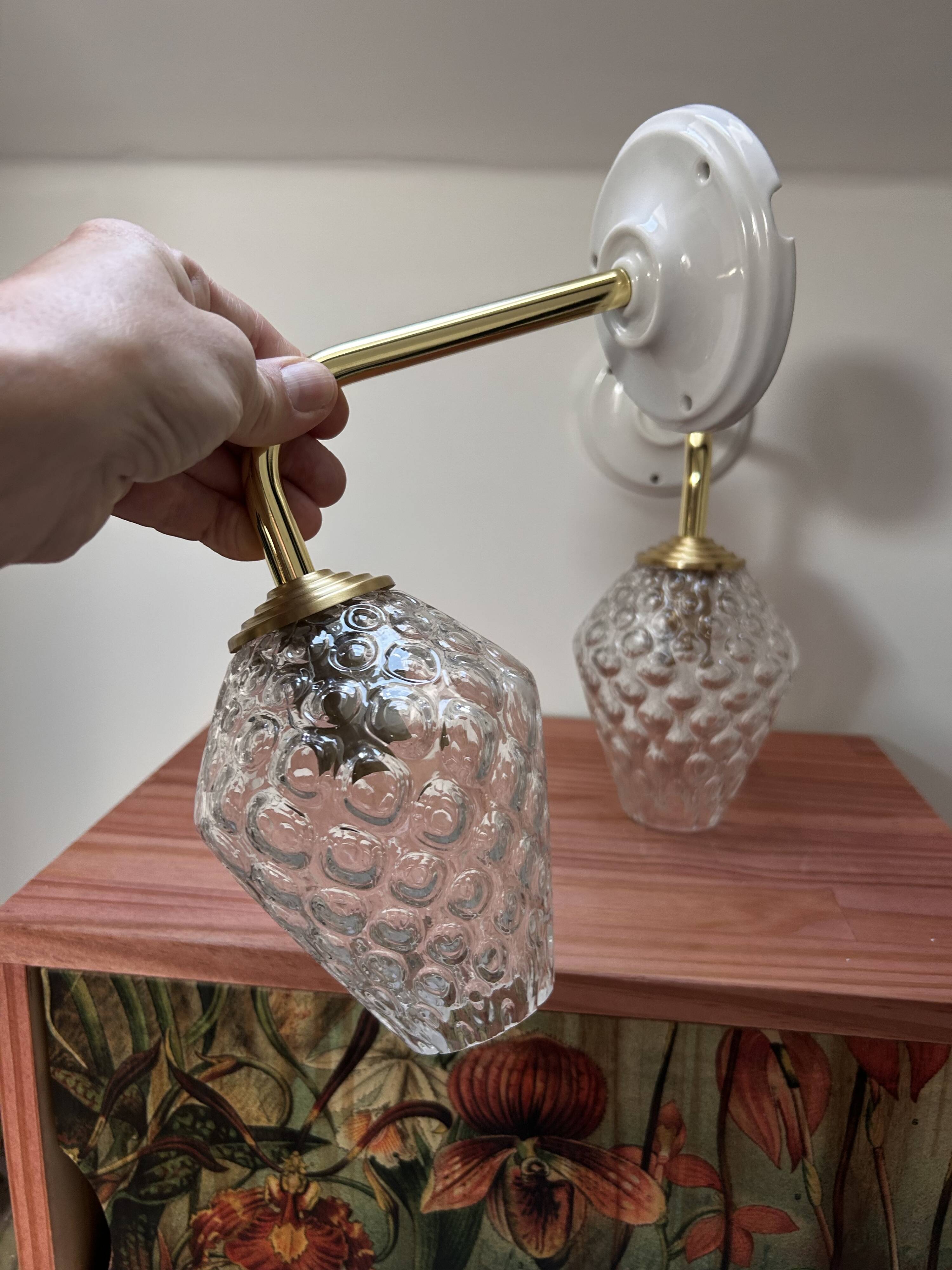 Pair of vintage bubble glass wall lights