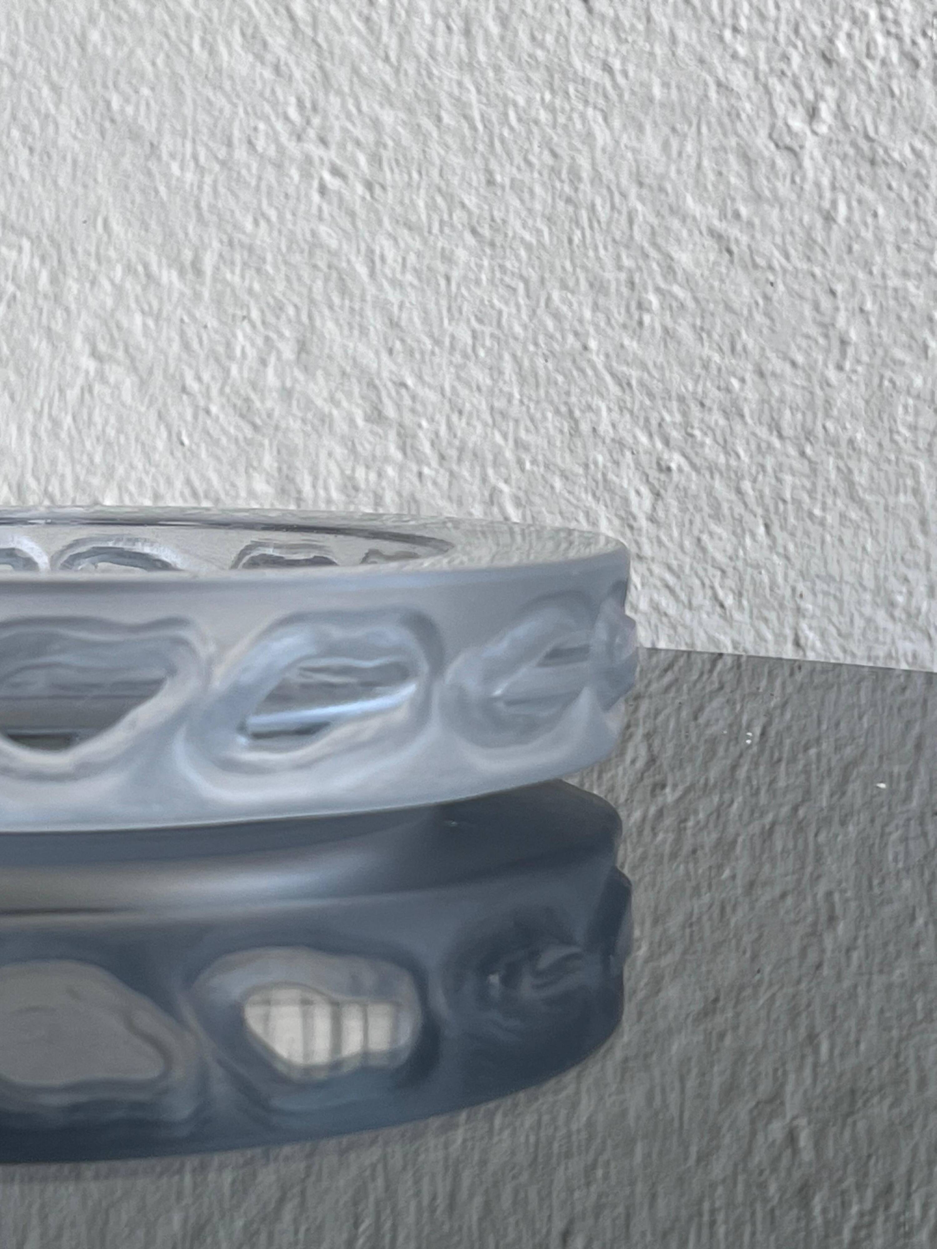 Vintage Bowl in Clear Glass, with Engraved Decorations