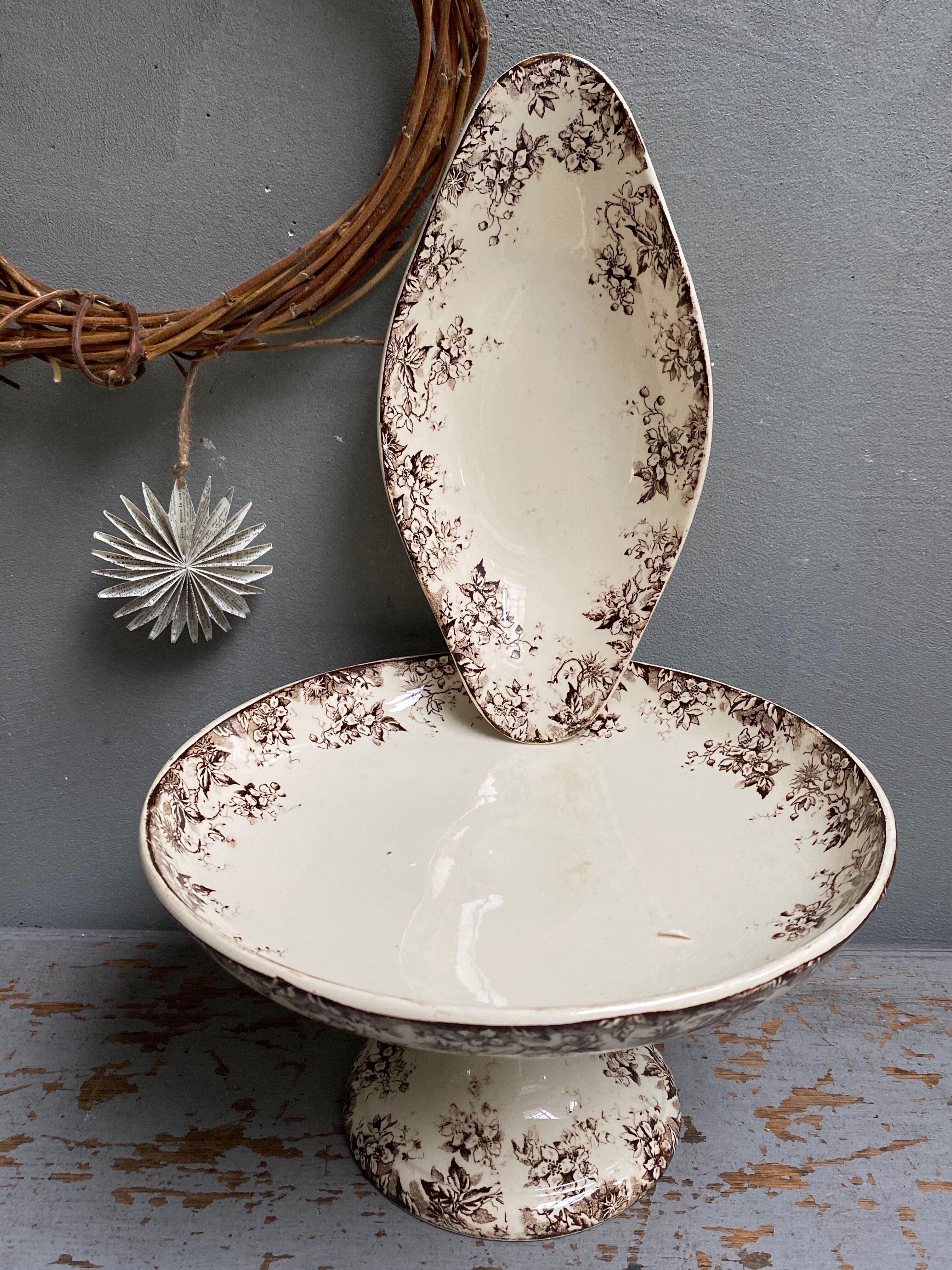 Compotier and ravier earthenware of Sarreguemines