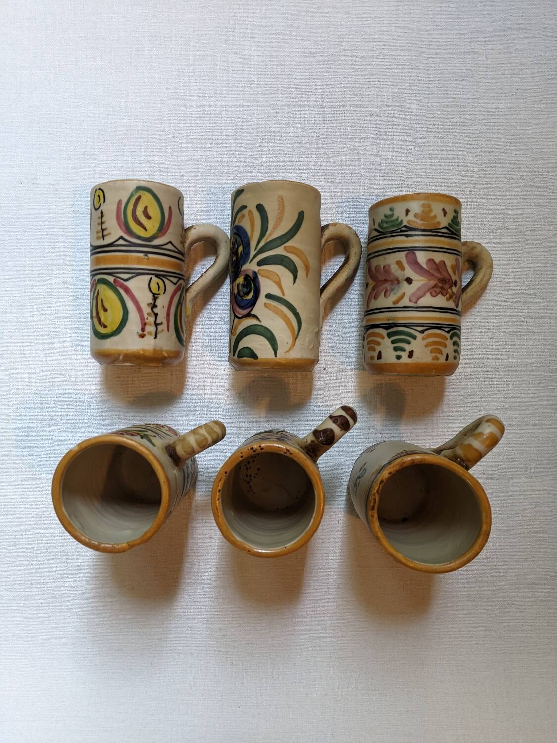Set of 6 handcrafted ceramic mugs from the Spanish countryside and bohemian style
