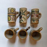 Set of 6 handcrafted ceramic mugs from the Spanish countryside and bohemian style