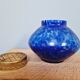 Vase Pique-fleurs Art Déco en verre moucheté bleu