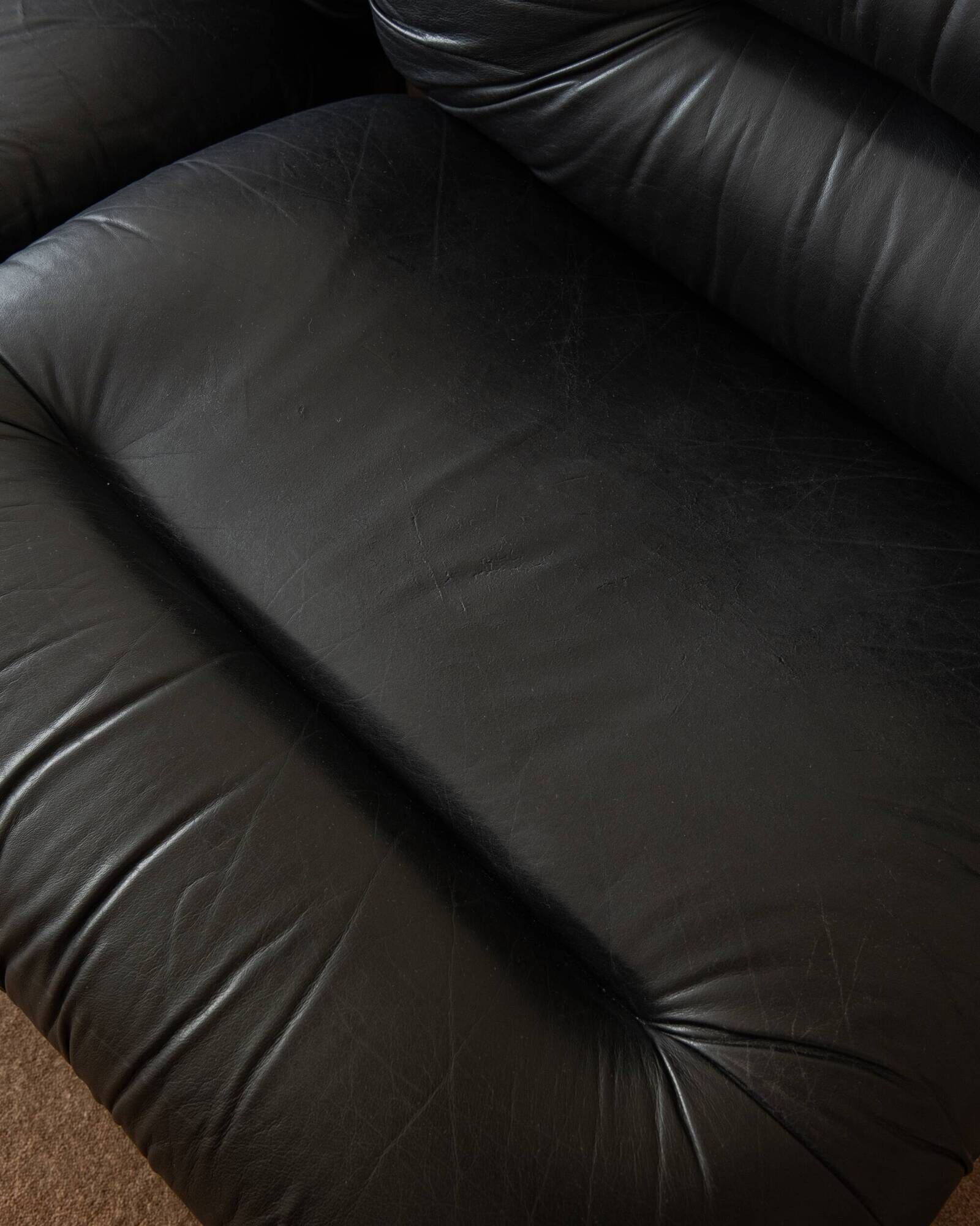 Italian Leather and Chrome Lounge Chairs, 1980s, Set of 3