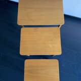 Tables gigognes vintage 1960 table basse d'appoint bois clair - 52 x 55 x 3