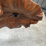 Large pendant light in corrugated teak leaf (Large D:60 H:20)