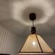 Suspension vintage en bois et cannage