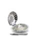 Silver-plated metal and glass shell-shaped butter dish with its knife.