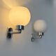 Pair of vintage wall lights, chrome and opaline glass, France, 1970