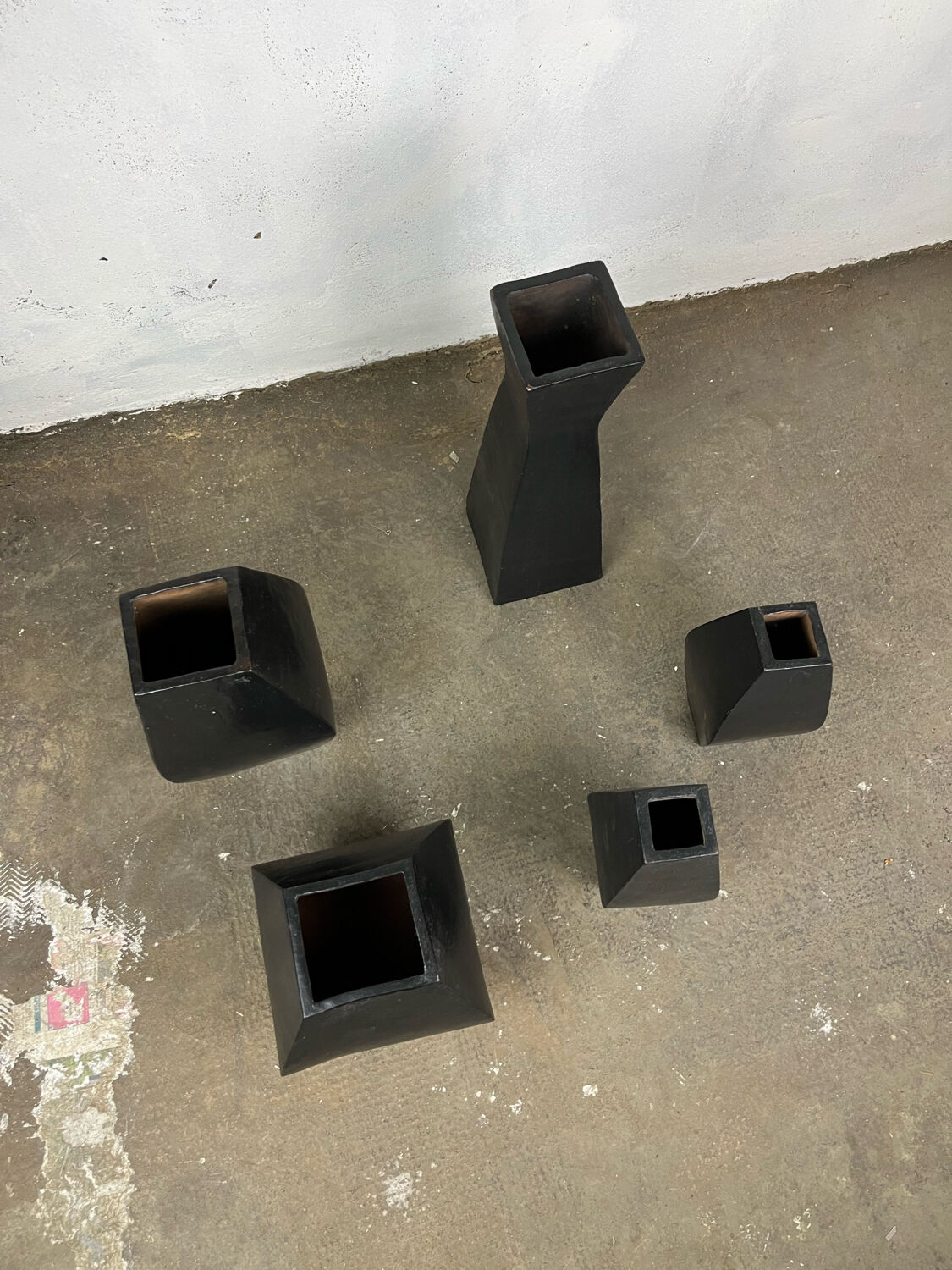 Set of glazed terracotta vases