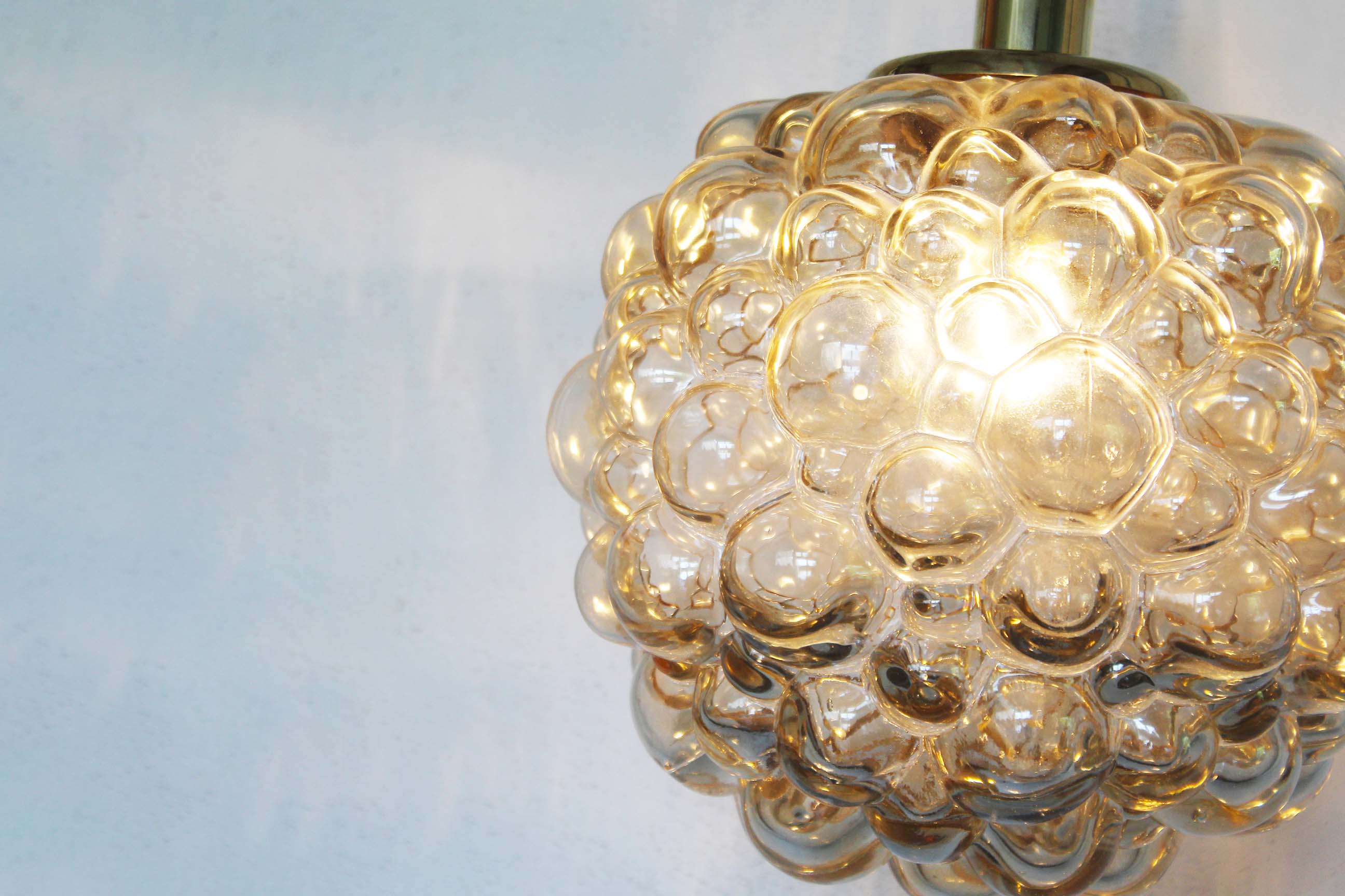 XL amber bubble glass pendant light by Helena Tynell for Glashutte Limburg