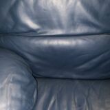 Paolo Piva's Italian leather sofa with rotating round glass shelves, 1980