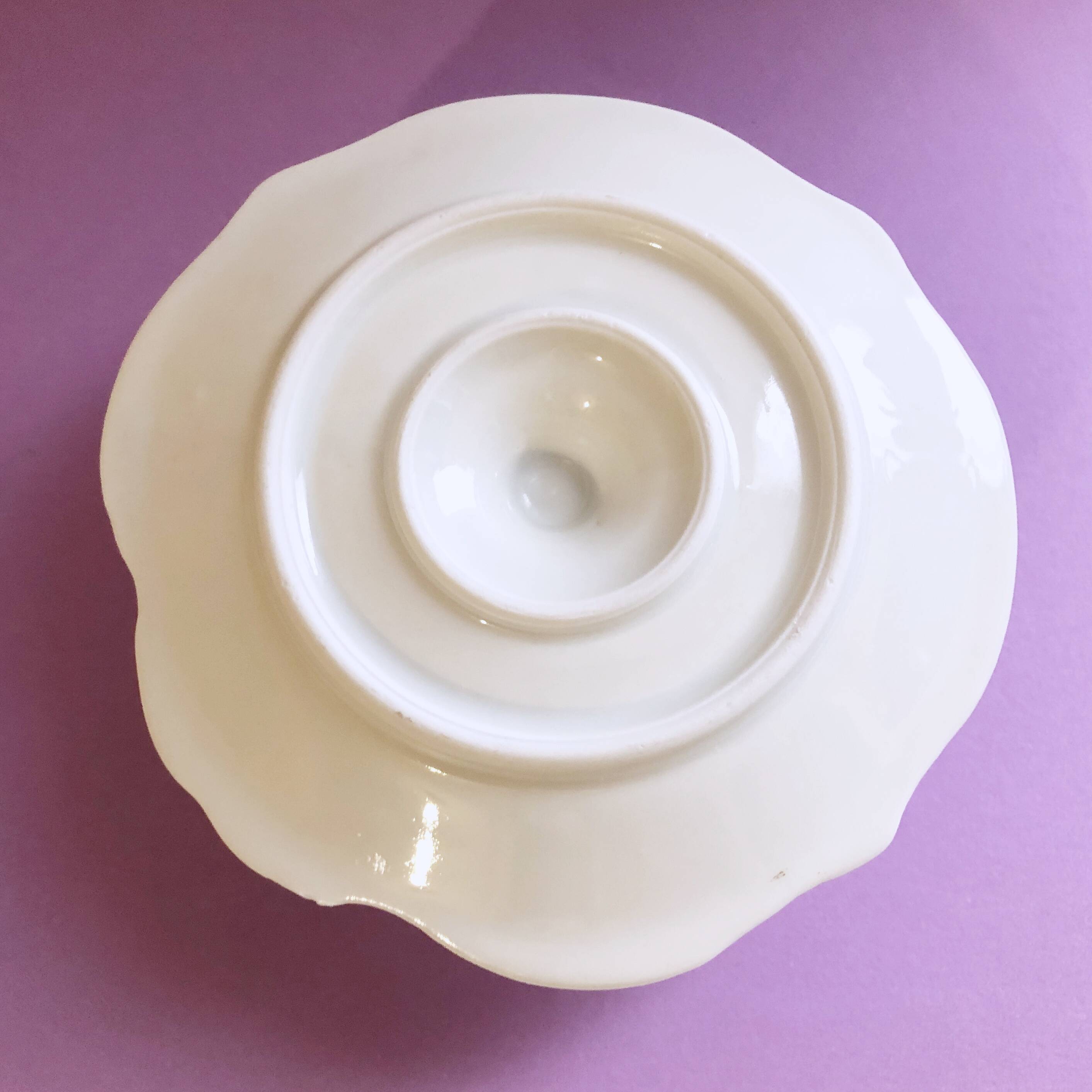 Porcelain egg cup with shabby chic style floral bouquet decoration Romanticism