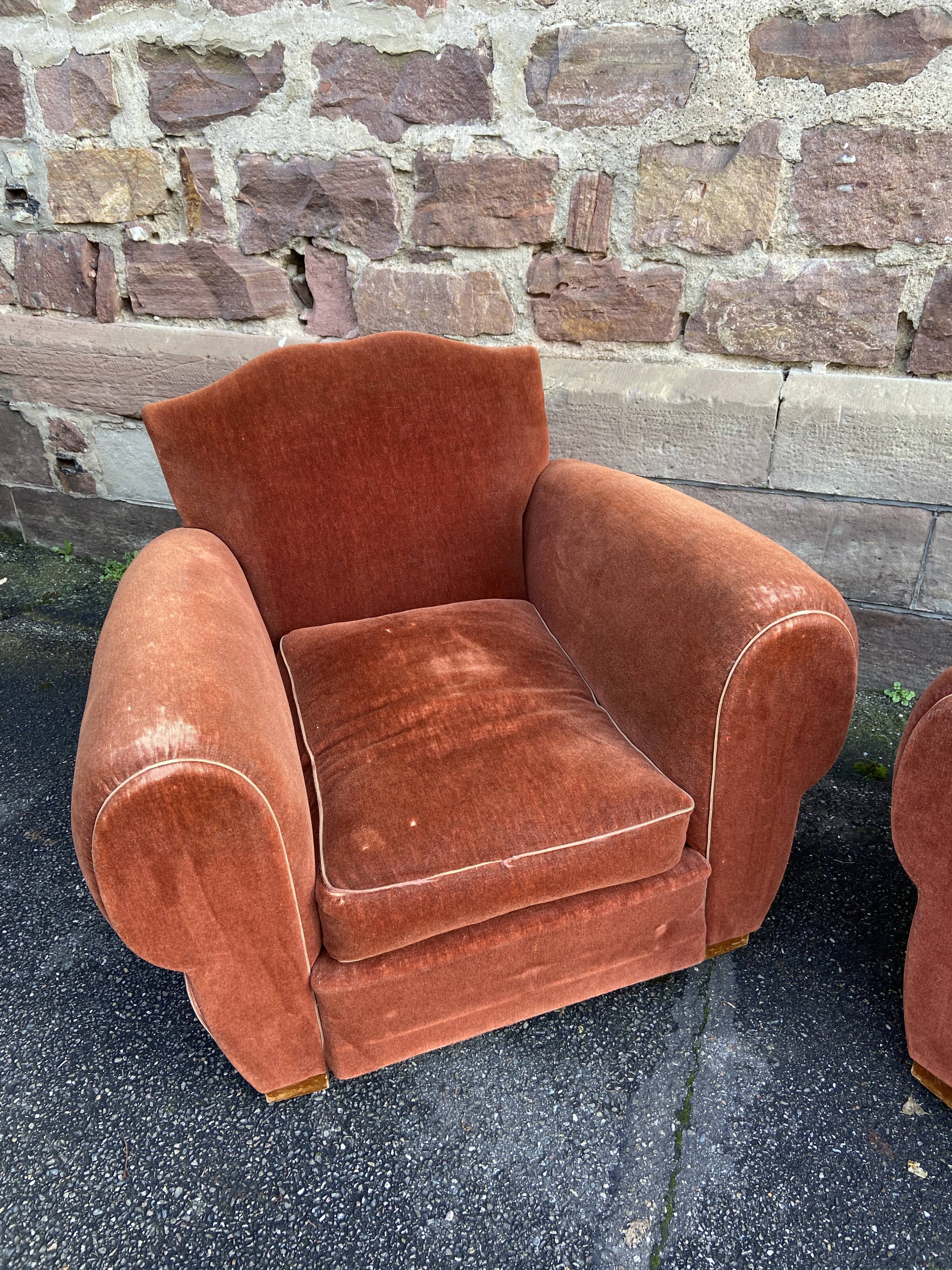 Paire de fauteuils club Art déco 1950