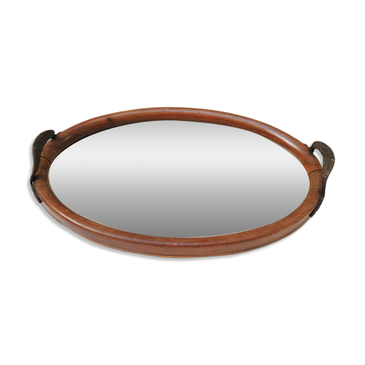 Antique wooden tray and art deco style mirror