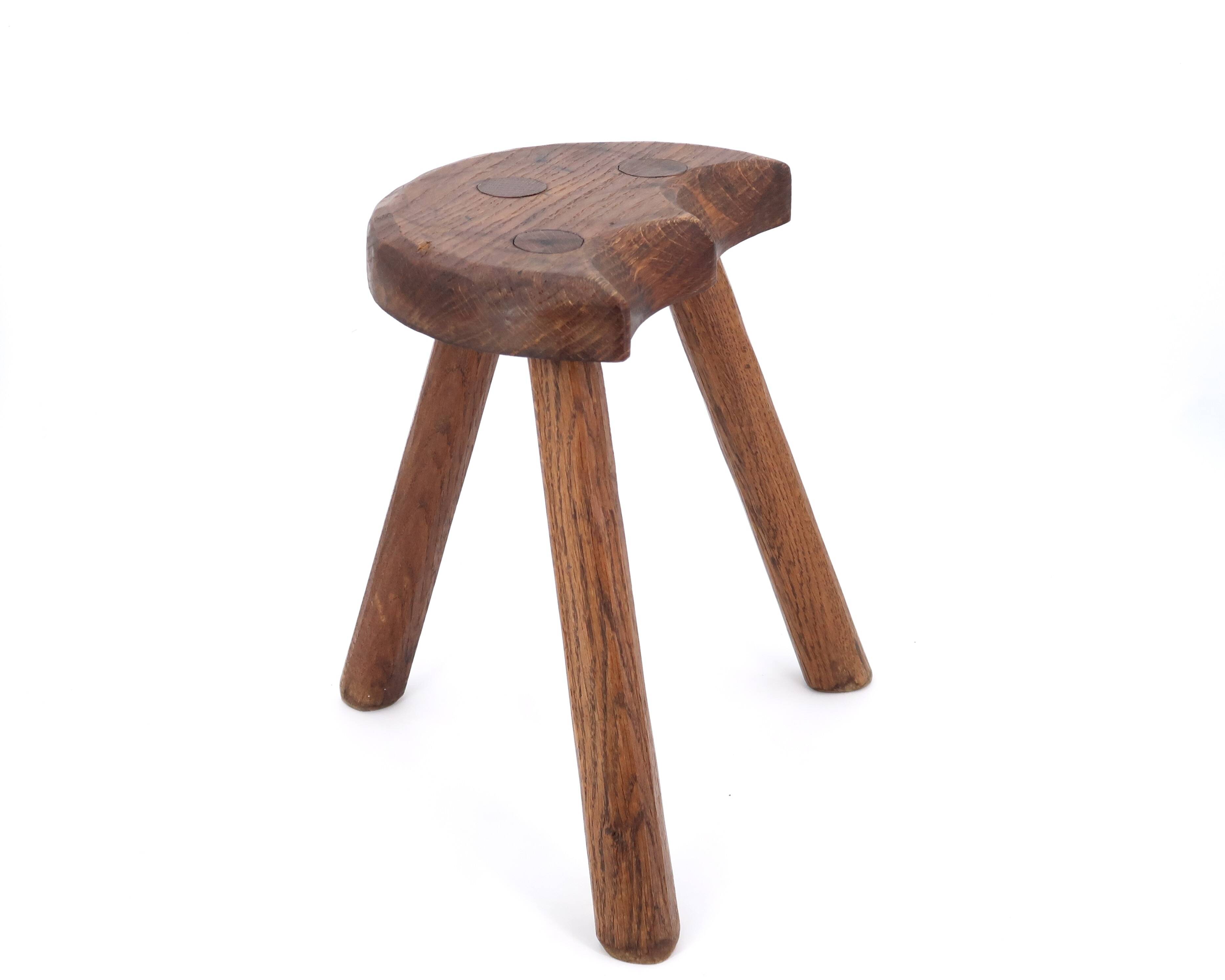 Wooden tripod stool, mountain folk art, 1950s