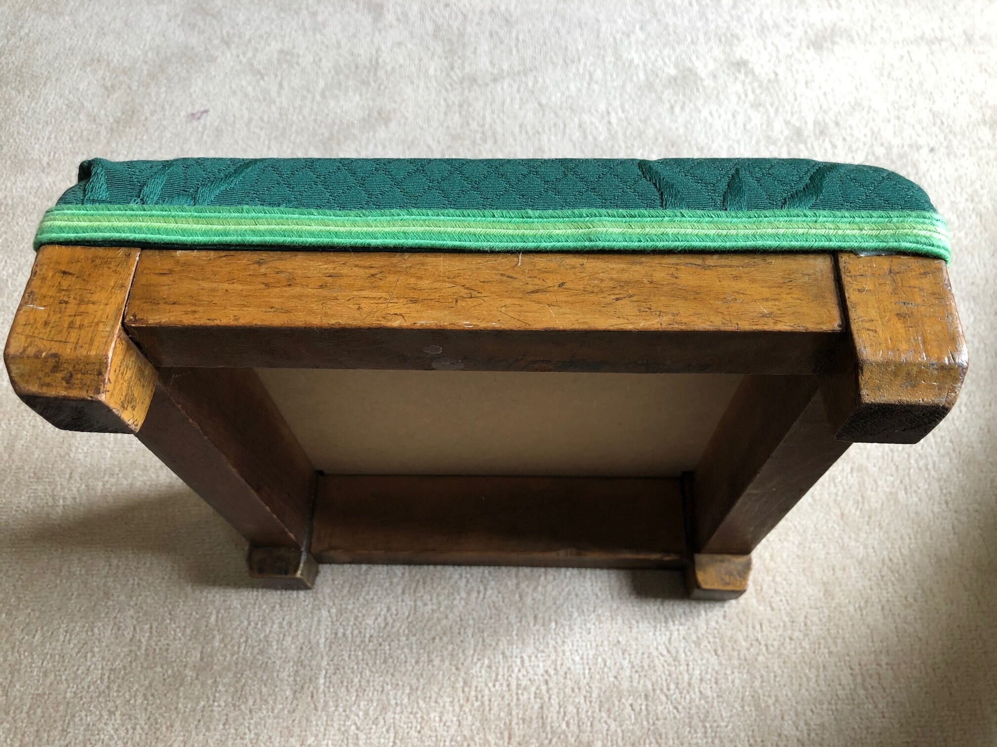 Walking foot rests foot old tapestry