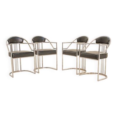 4 chaises italiennes en cuir imitation crocodile 80's