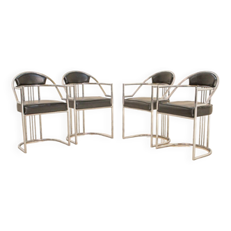 4 chaises italiennes en cuir imitation crocodile 80's
