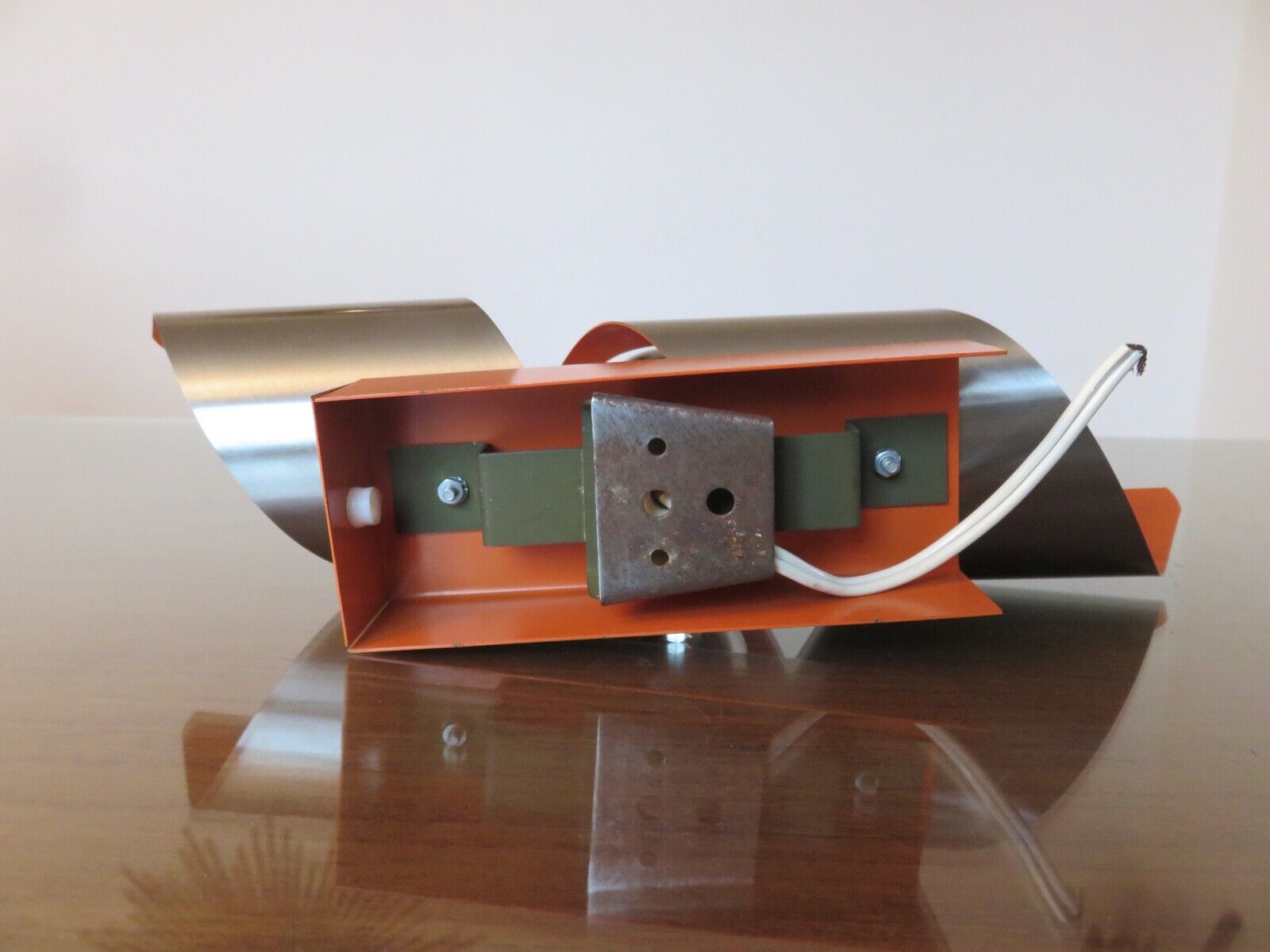 Space age wall lamp chrome metal and orange 70s