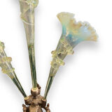 Tulip tree centerpiece in opalescent glass and bronze nineteenth