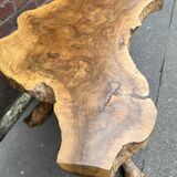 Brutalist coffee table in solid olive tree, period around 1960