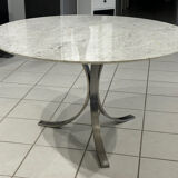 Table à manger marbre blanc de Carrare vintage 1970