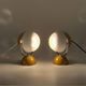 Paire de lampes eyeball Space Age métal blanc moutarde chrome Italie 1960s