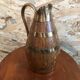 Old pitcher wood + strapping gold metal tableware style xixth vintage